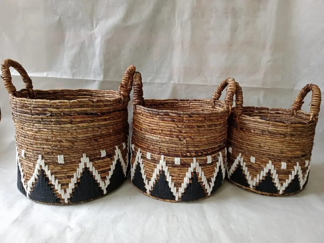 Indonesian woven seagrass baskets